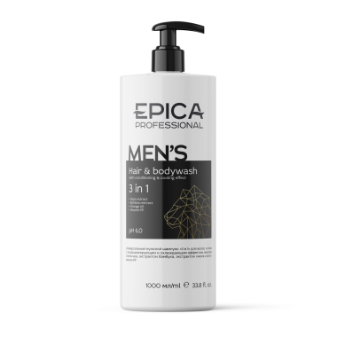 Epica MEN'S 3 in 1 - Мужской шампунь, кондиционер и гель для душа, 1000 мл